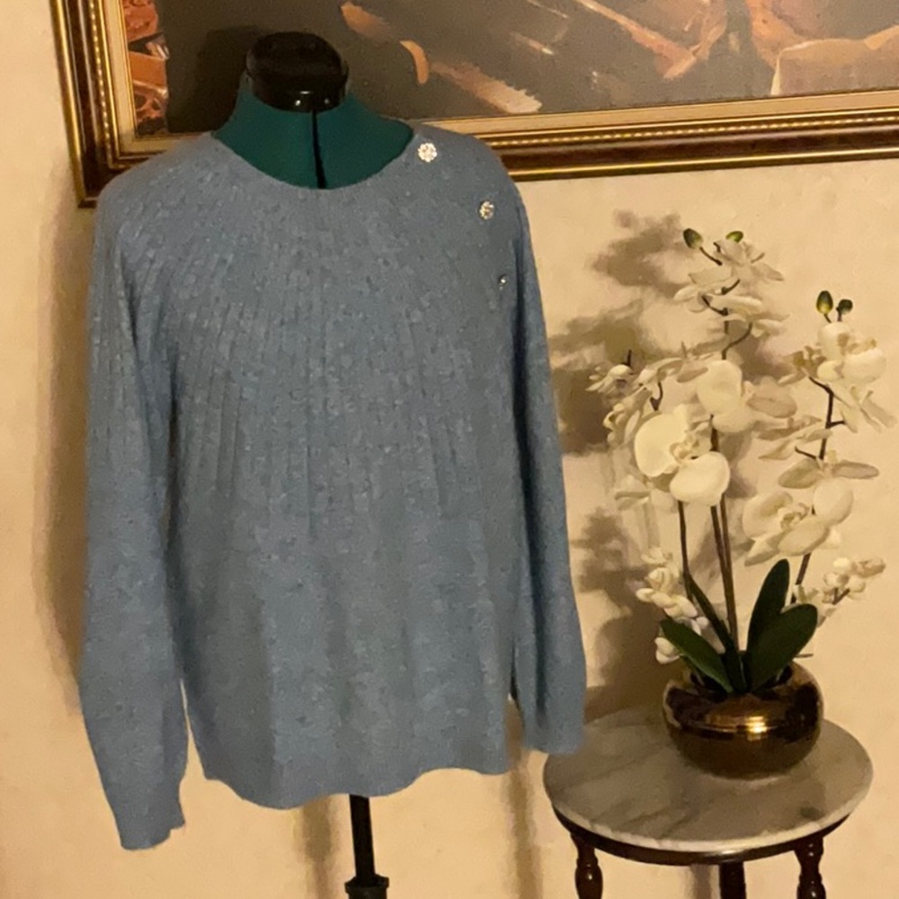 LOFT Blue Crewneck Sweater Soft Knit Design